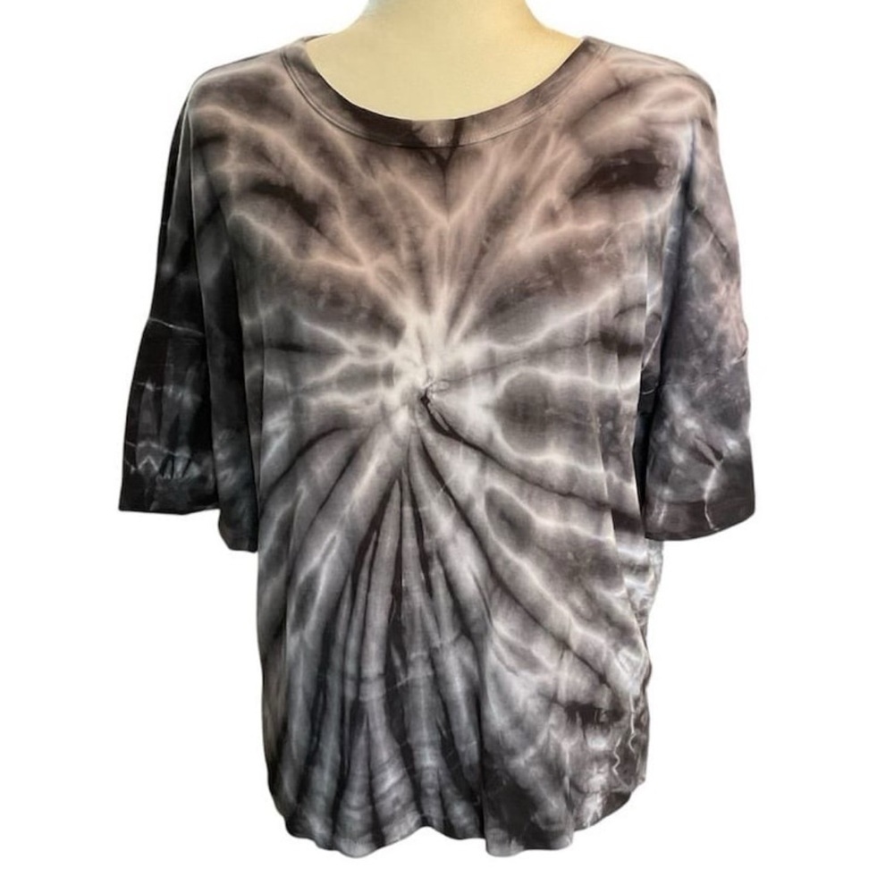Maronie by Anthropologie Women's Tie Dye Knit 3/4 Sleeve T-Shirt Black M NWT!!​